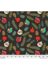 Mia Charro Christmas Spirit, Happy Eve in Charcoal, Fabric Half-Yards