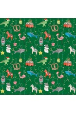 Dear Stella Cat's Pajamas, Sleighin' It in Fir, Fabric Half-Yards