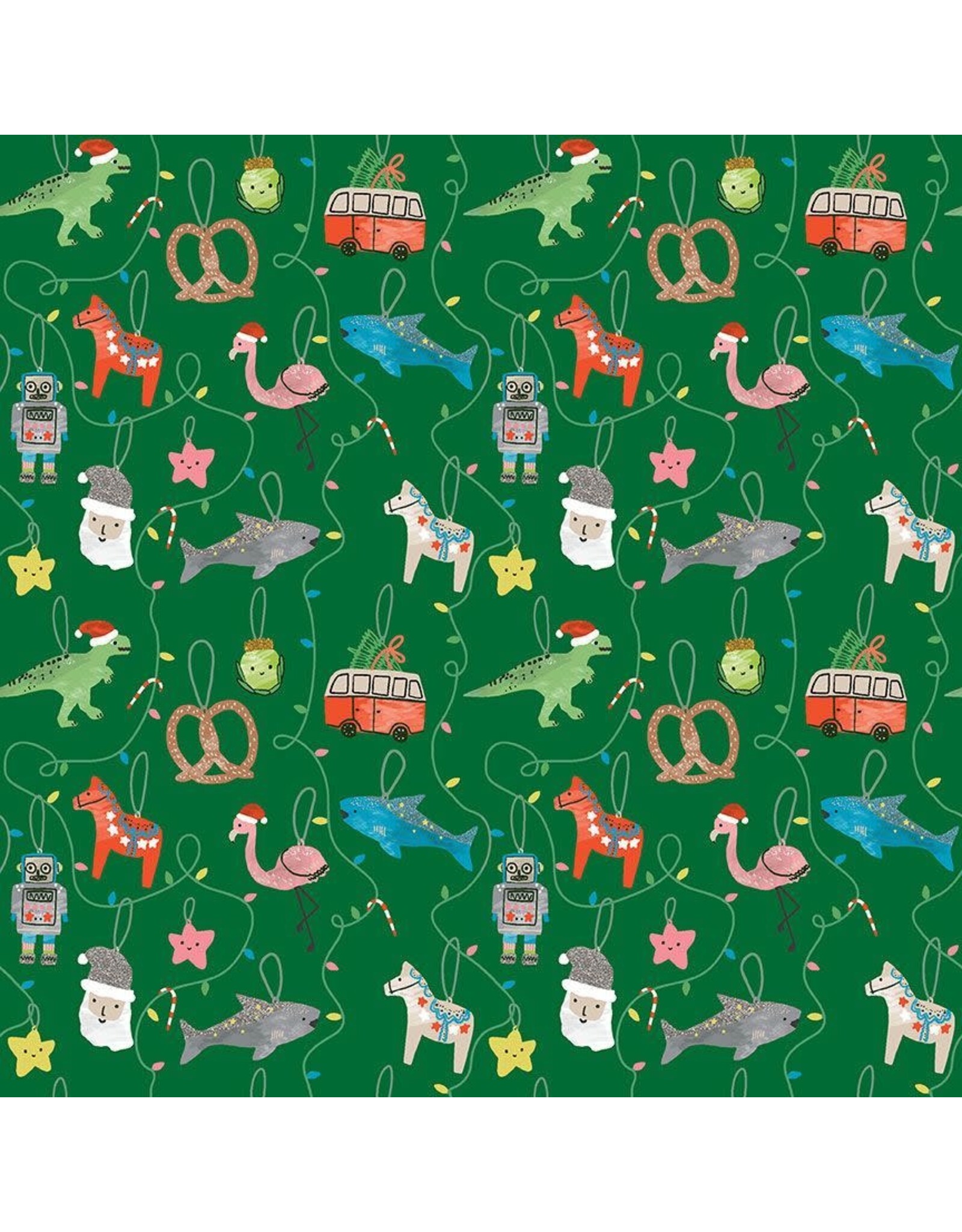 Dear Stella Cat's Pajamas, Sleighin' It in Fir, Fabric Half-Yards