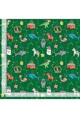 Dear Stella Cat's Pajamas, Sleighin' It in Fir, Fabric Half-Yards