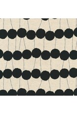 Sevenberry Linen Cotton Flax Canvas, Circles in Black, Fabric Half-Yards