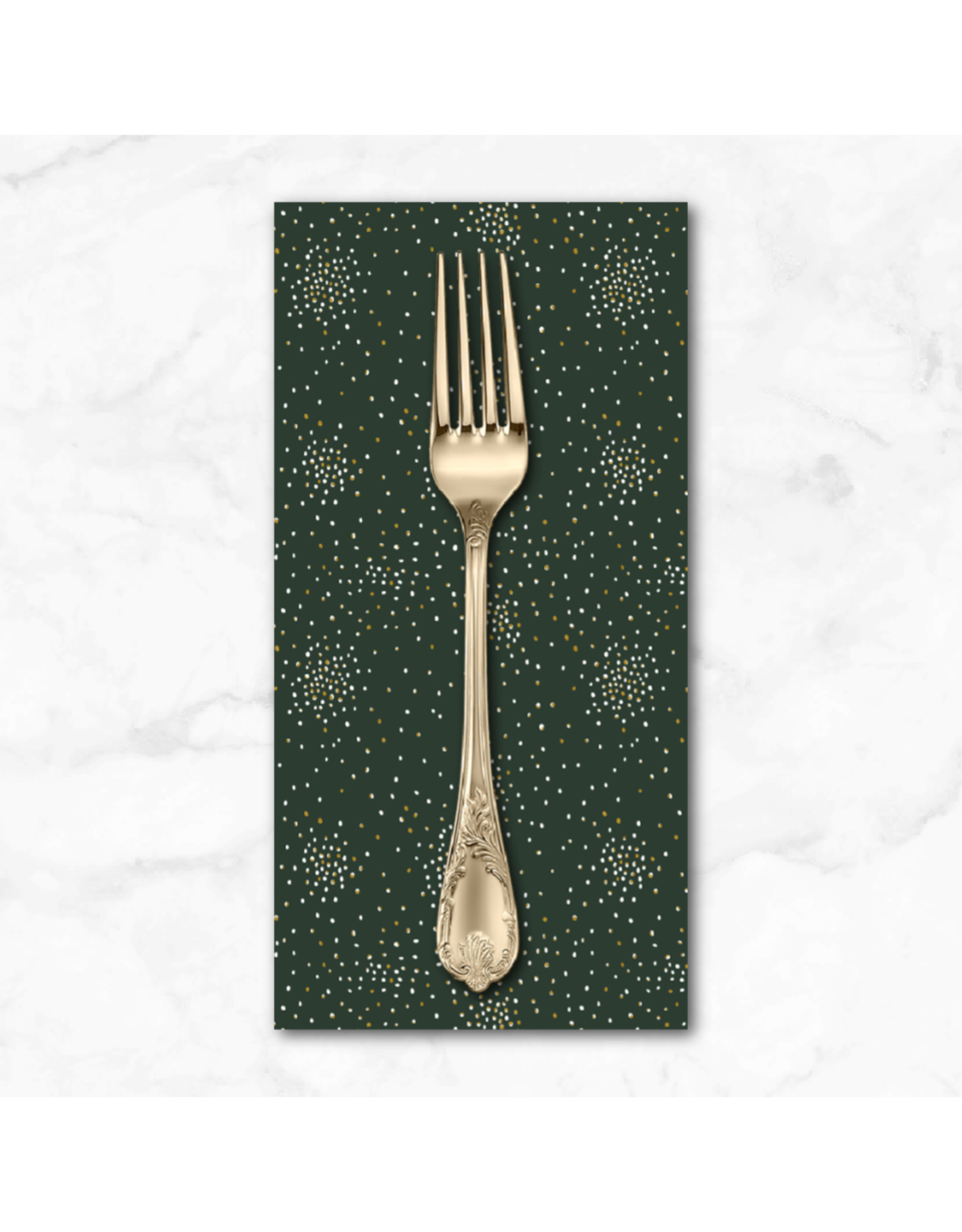 PD's Cotton + Steel Collection Clusters, Evergreen with Metallic, Dinner Napkin