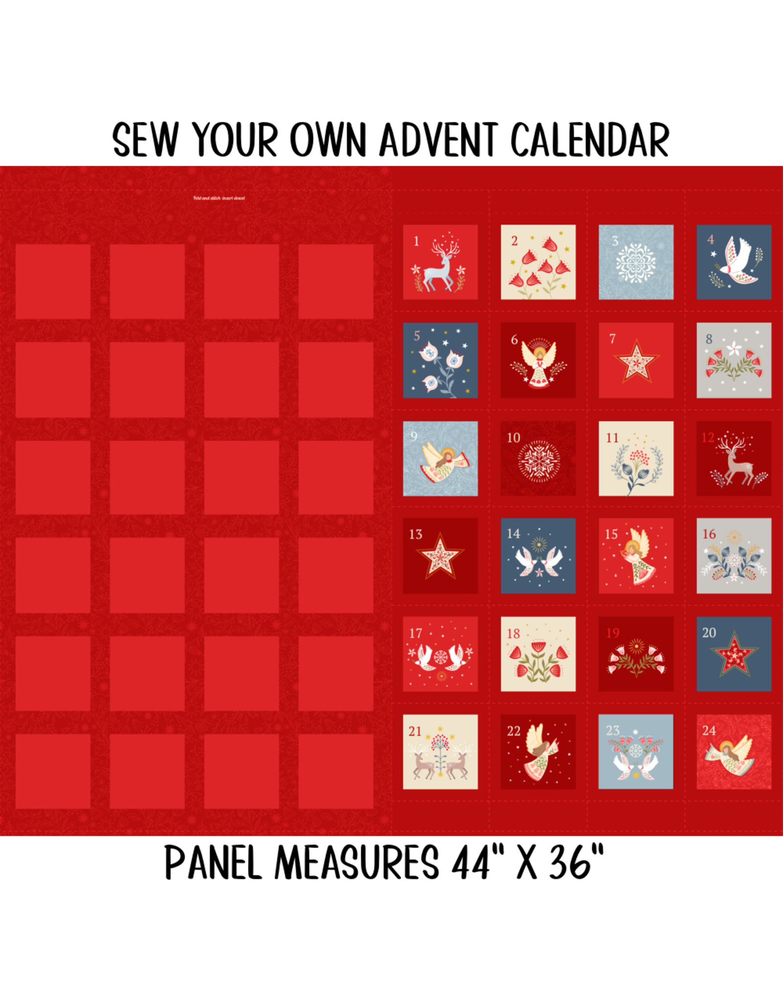Lewis & Irene Peace & Joy Advent Calendar Panel, 44” x 36”