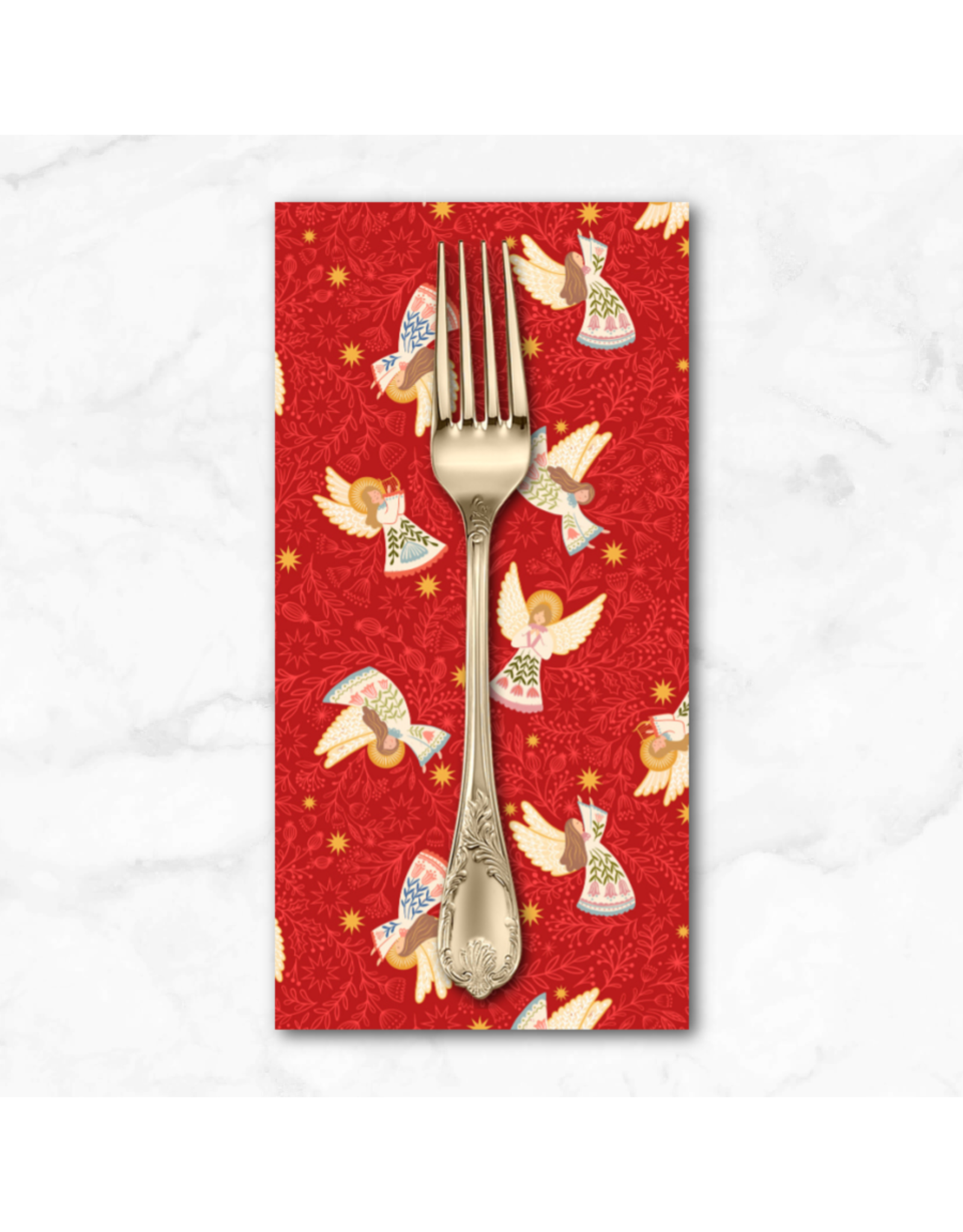 Christmas Collection Peace & Joy, Host of Angels on Red, Dinner Napkin