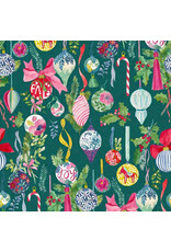 Lewis & Irene Fa-La-La, Fa-La-La in Christmas Green, Fabric Half-Yards