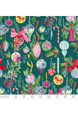 Lewis & Irene Fa-La-La, Fa-La-La in Christmas Green, Fabric Half-Yards