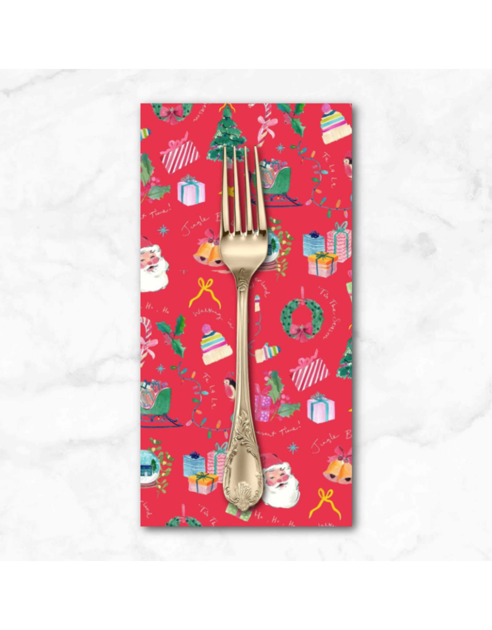 Christmas Collection Fa-La-La, Jingle Bells in Berry Red, Dinner Napkin
