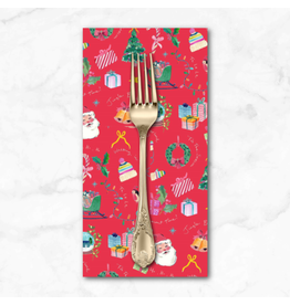 Christmas Collection Fa-La-La, Jingle Bells in Berry Red, Dinner Napkin