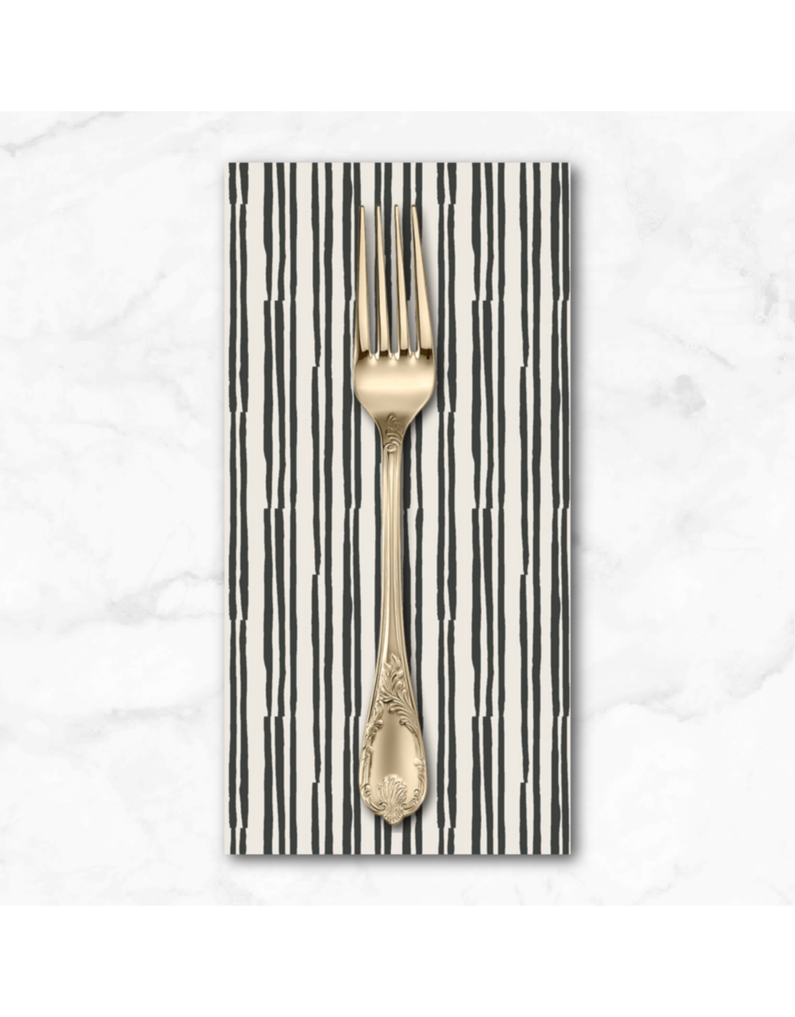 PD's Clothwork's Collection Evermore, Irregular Stripe in Black, Dinner Napkin