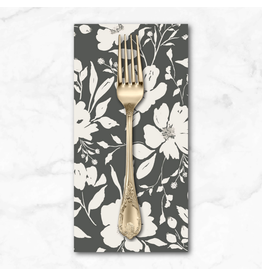 PD's Clothwork's Collection Evermore, Large Floral in Charcoal, Dinner Napkin