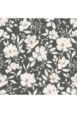 Clothworks Evermore, Large Floral in Charcoal, Fabric Half-Yards