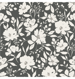Clothworks Evermore, Large Floral in Charcoal, Fabric Half-Yards