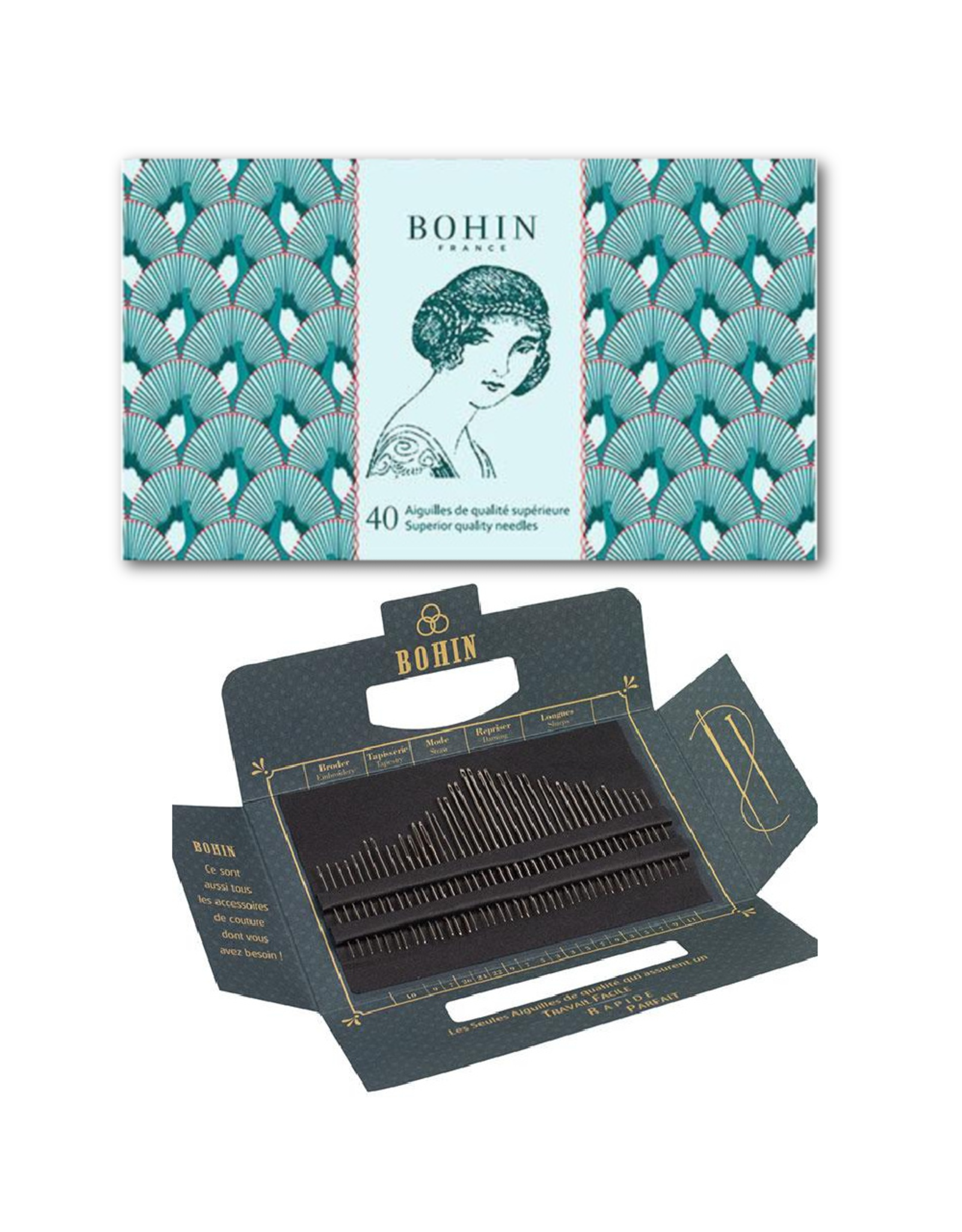 Bohin Blue Solange Needle Book, 40 ct., Bohin