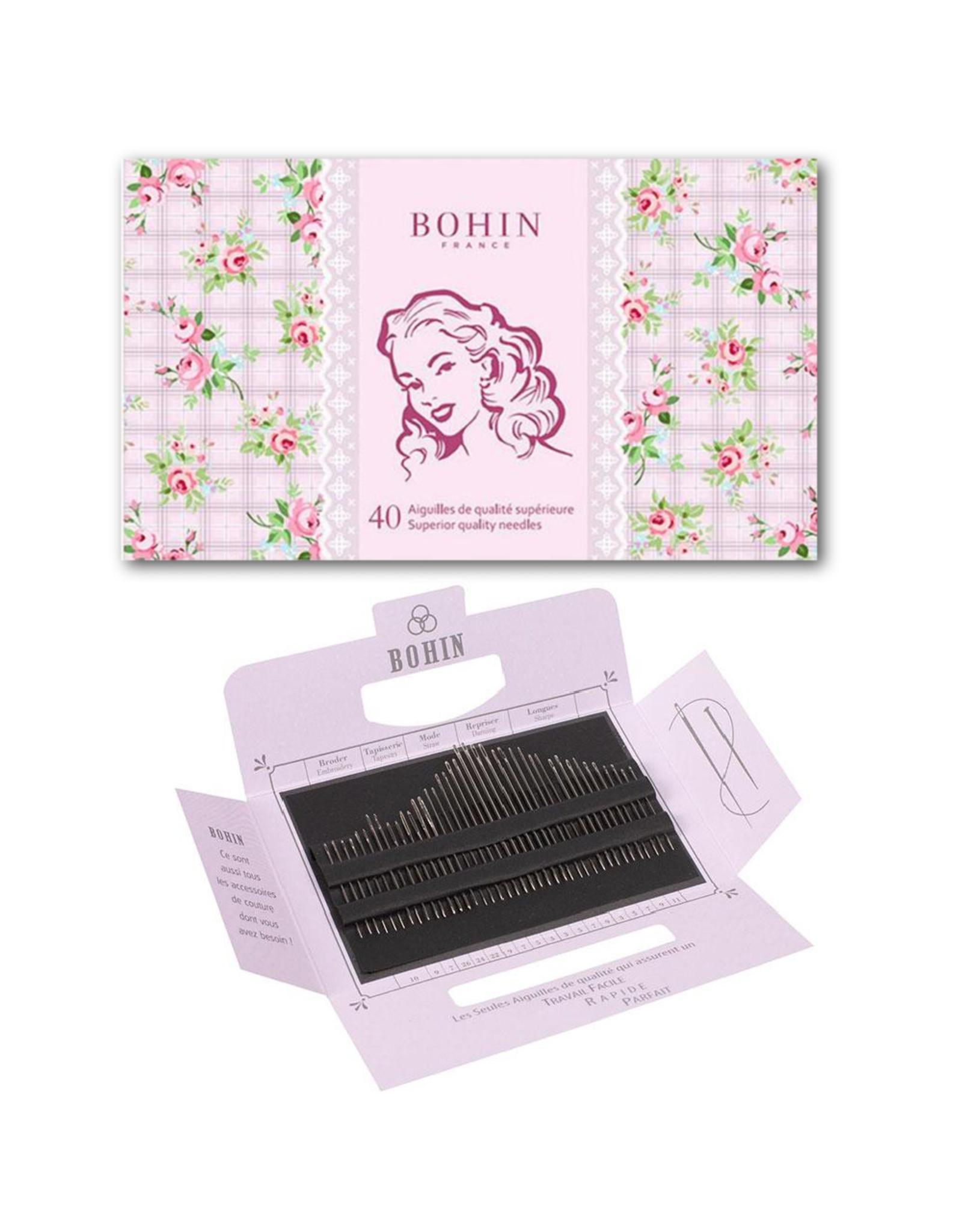 Bohin Pink Marlene Needle Book, 40 ct., Bohin