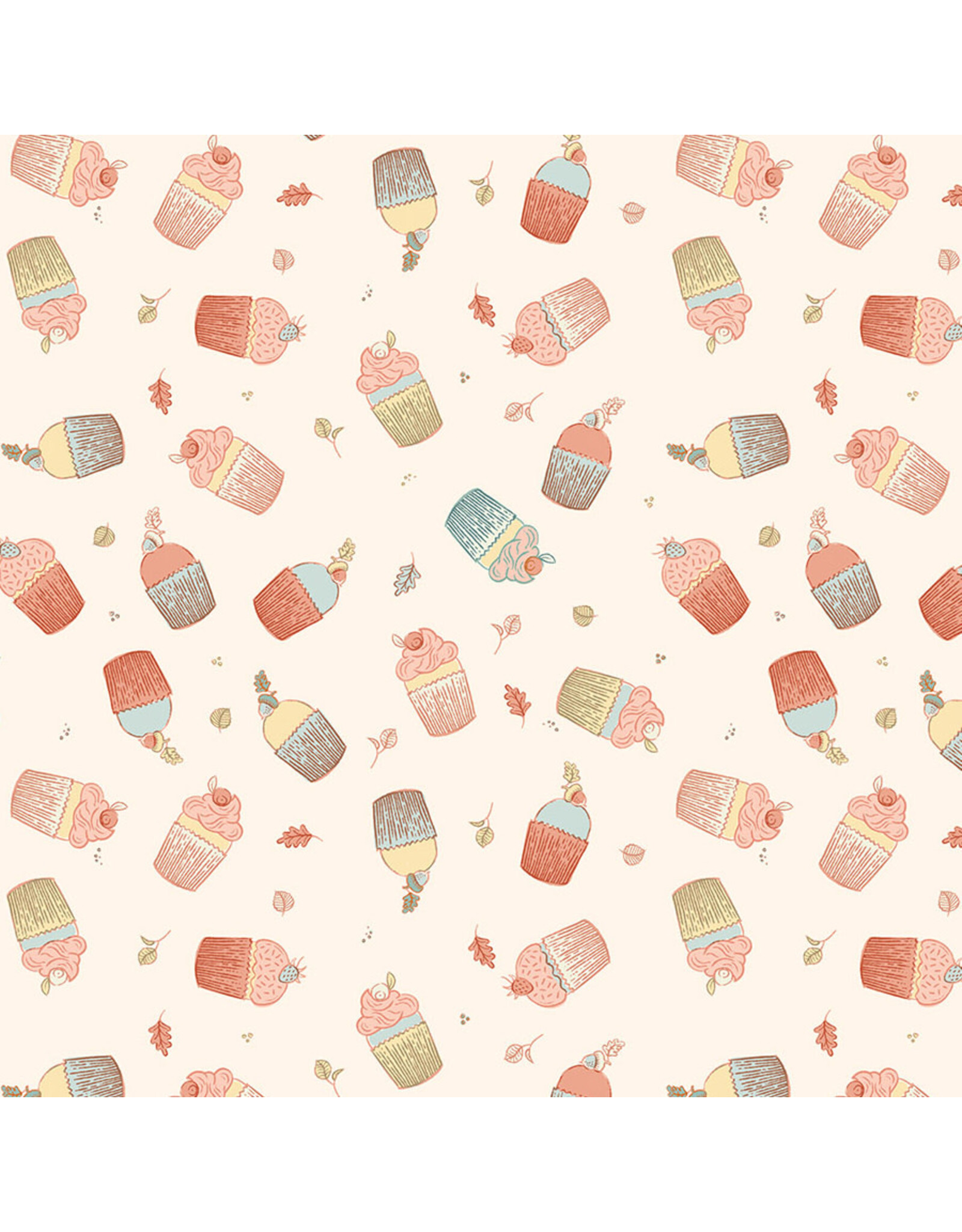 Figo ON SALE - 5 YARD CUT, Festive Fauna, Cupcakes in Cream