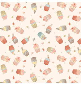 Figo ON SALE - 5 YARD CUT, Festive Fauna, Cupcakes in Cream