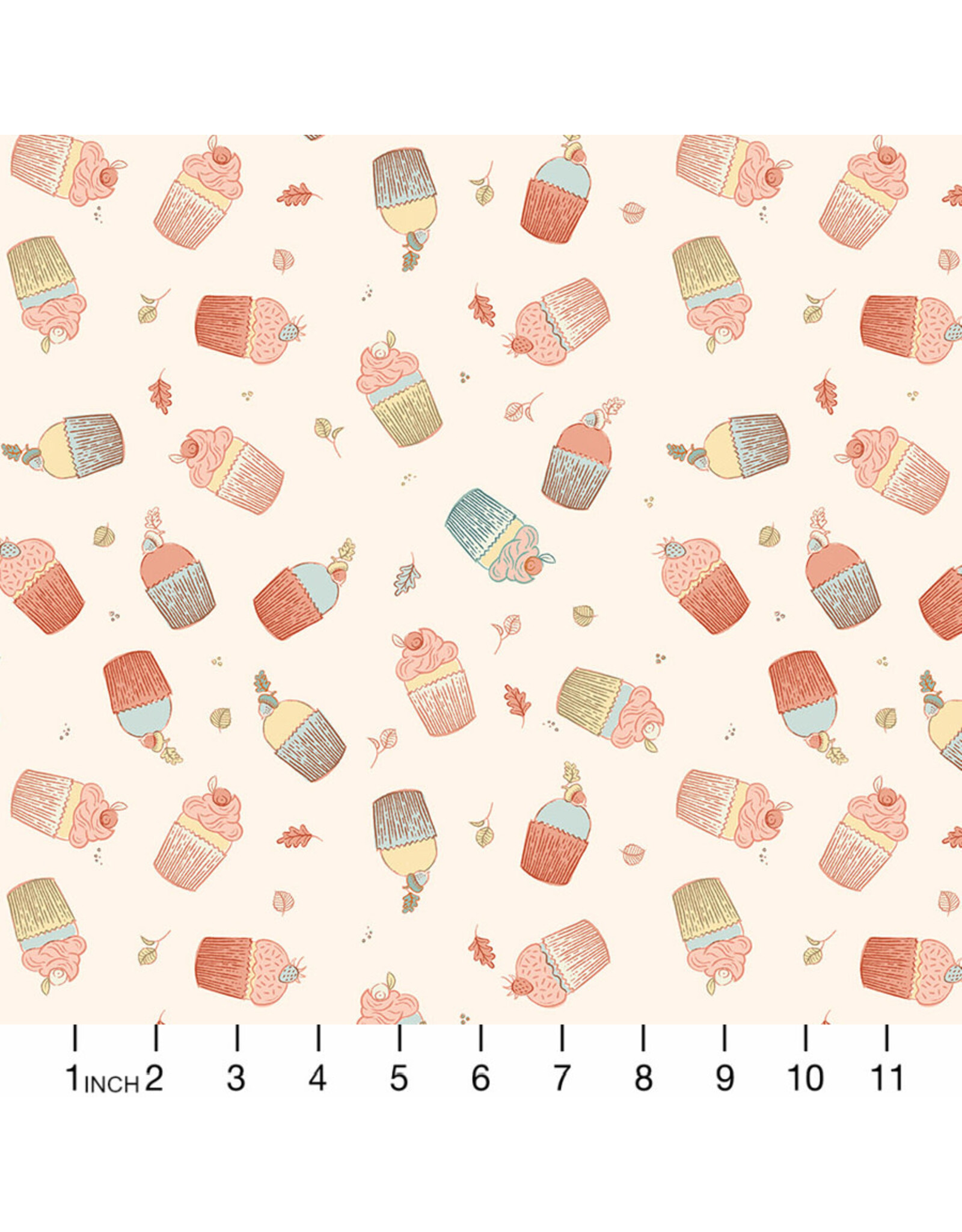 Figo ON SALE - 5 YARD CUT, Festive Fauna, Cupcakes in Cream