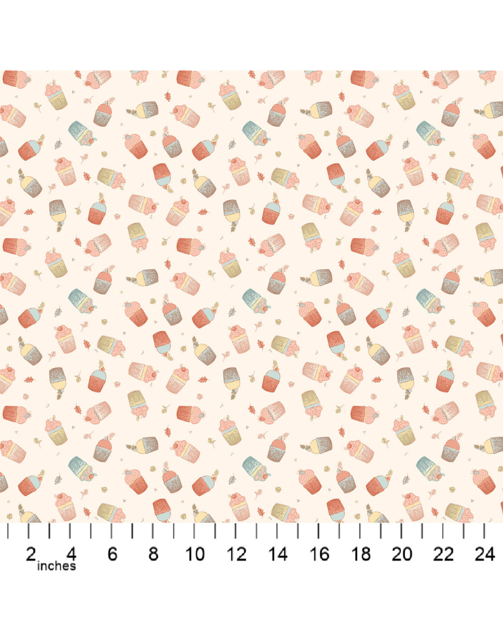 Figo ON SALE - 5 YARD CUT, Festive Fauna, Cupcakes in Cream