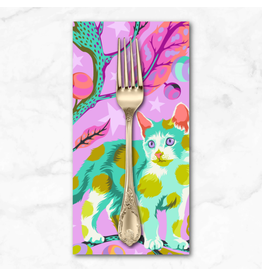 PD's Tula Pink Collection Tabby Road Deja Vu, Club Kitty in Electroberry, Dinner Napkin