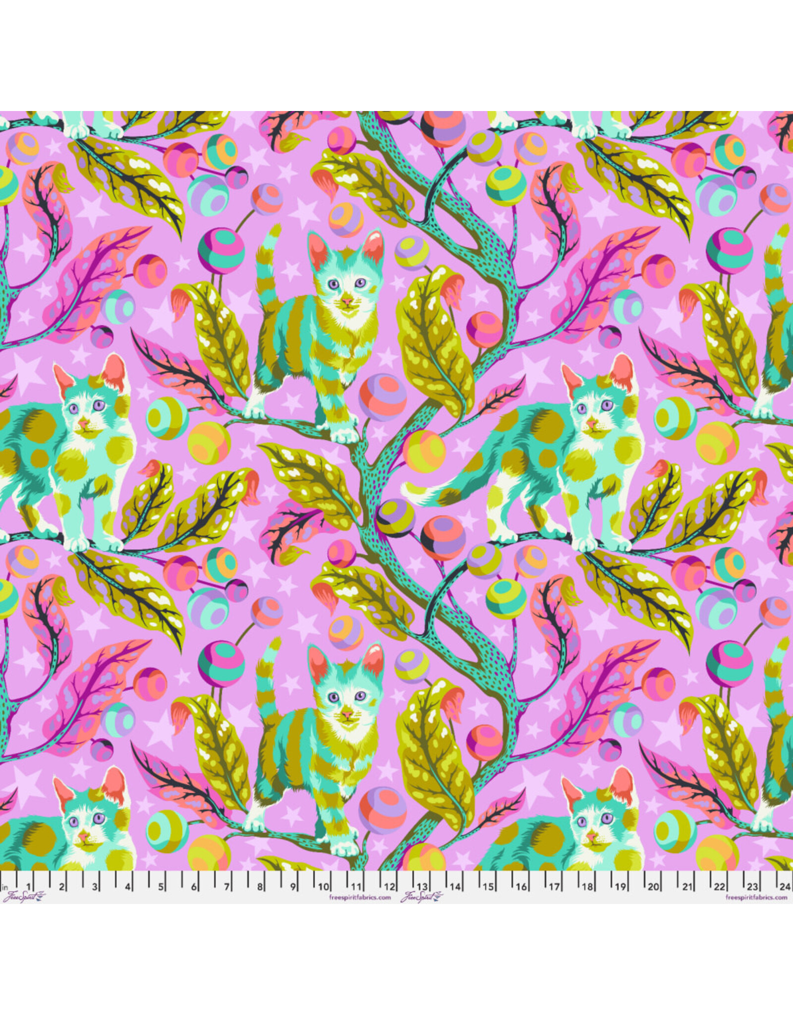 PD's Tula Pink Collection Tabby Road Deja Vu, Club Kitty in Electroberry, Dinner Napkin