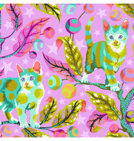 Tula Pink Tabby Road Deja Vu, Club Kitty in Electroberry, Fabric Half-Yards