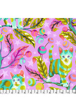 Tula Pink Tabby Road Deja Vu, Club Kitty in Electroberry, Fabric Half-Yards