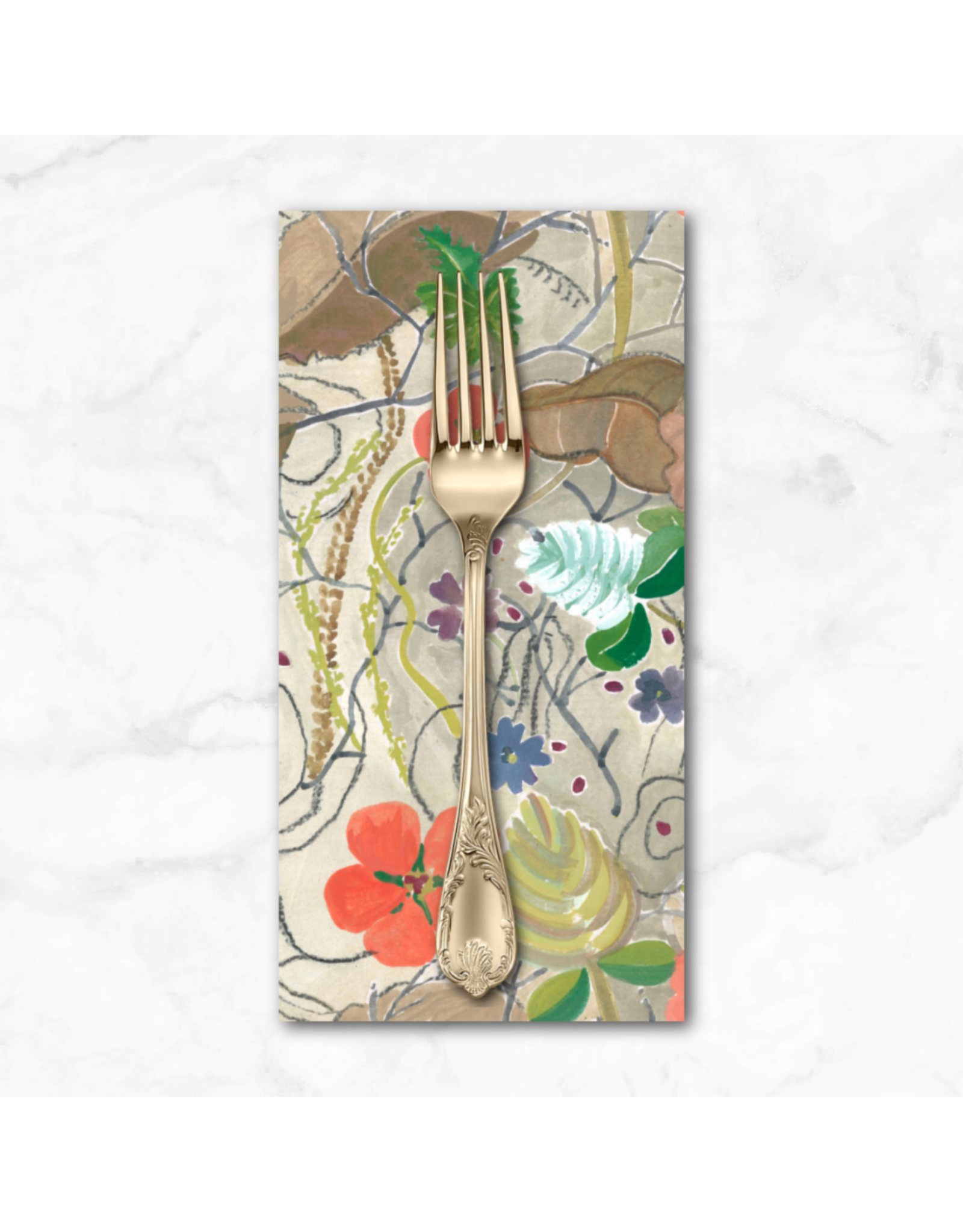 PD'S Free Spirit Collection Exotic Garden Palace, Peppercorn Parchment in Parchment, Dinner Napkin