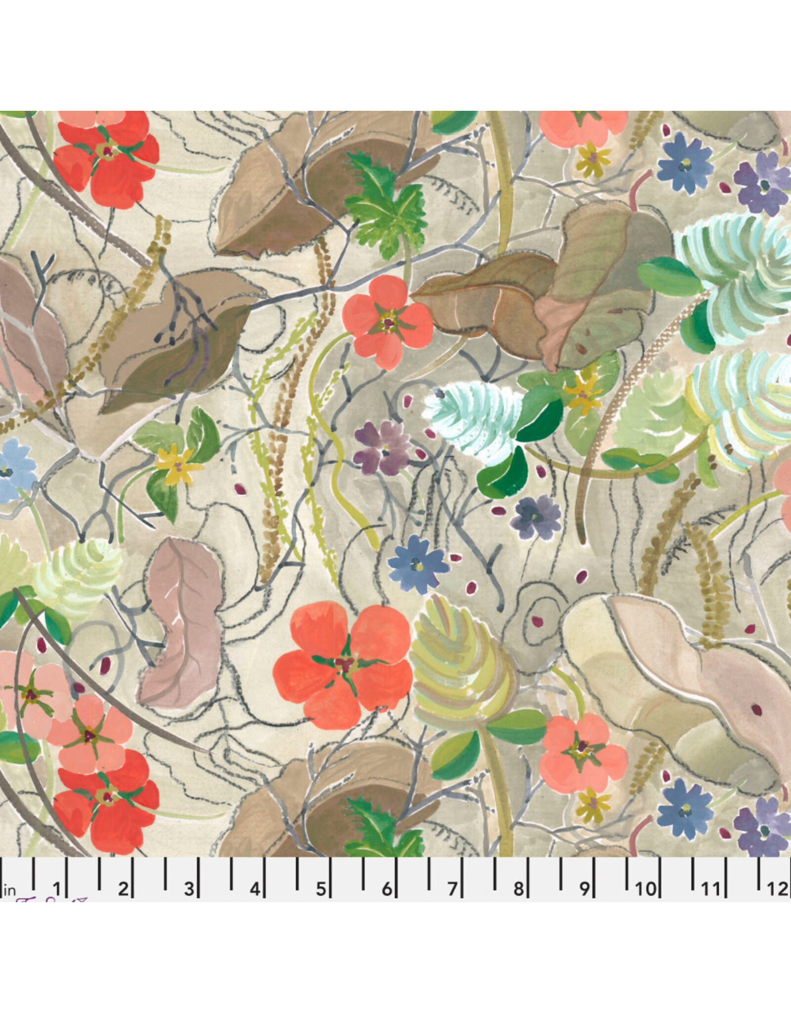 PD'S Free Spirit Collection Exotic Garden Palace, Peppercorn Parchment in Parchment, Dinner Napkin