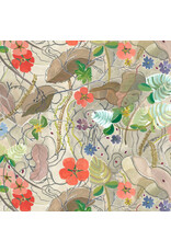 Denise Burkitt Exotic Garden Palace, Peppercorn Parchment in Parchment, Fabric Half-Yards