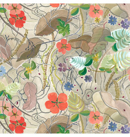 Denise Burkitt Exotic Garden Palace, Peppercorn Parchment in Parchment, Fabric Half-Yards