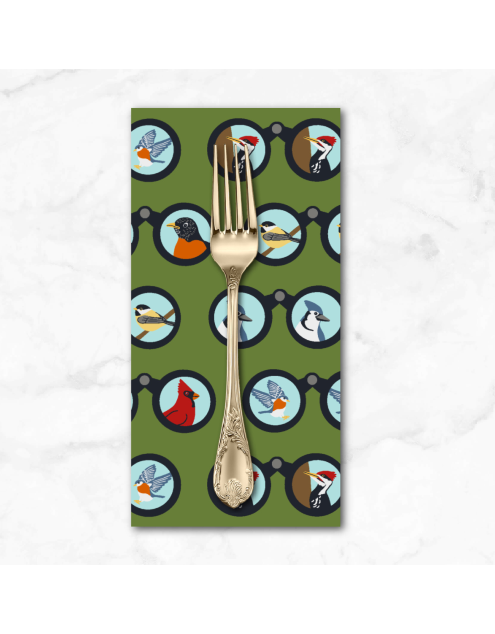 PD's RJR Collection Backyard Birdwatching, Birding Binoculars in Moss, Dinner Napkin