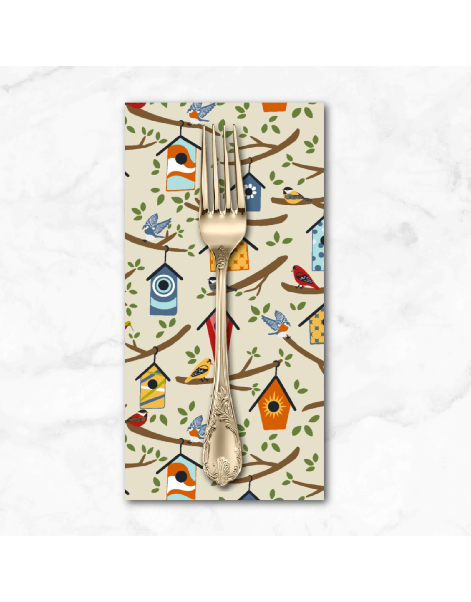 PD's RJR Collection Backyard Birdwatching, Home Tweet Home in Olive, Dinner Napkin