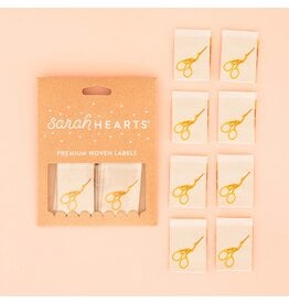 Sarah Hearts Stork Scissors - Woven Label Tags, Set of 8
