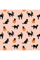 Rifle Paper Co. Halloween, Black Cat in Blush with Metallic, Fabric Half-Yards