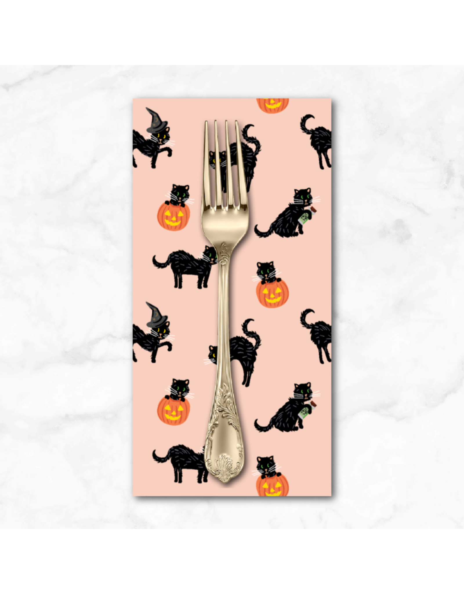 PD's Rifle Paper Co Collection Halloween, Black Cat in Blush, Dinner Napkin