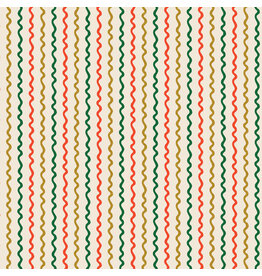Rifle Paper Co. Holiday Classics III, Ribbon Stripe in Cream with Metallic, Fabric Half-Yards