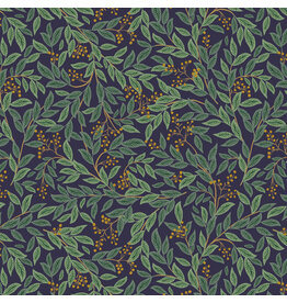 Rifle Paper Co. Holiday Classics III, Willowberry in Navy with Metallic, Fabric Half-Yards