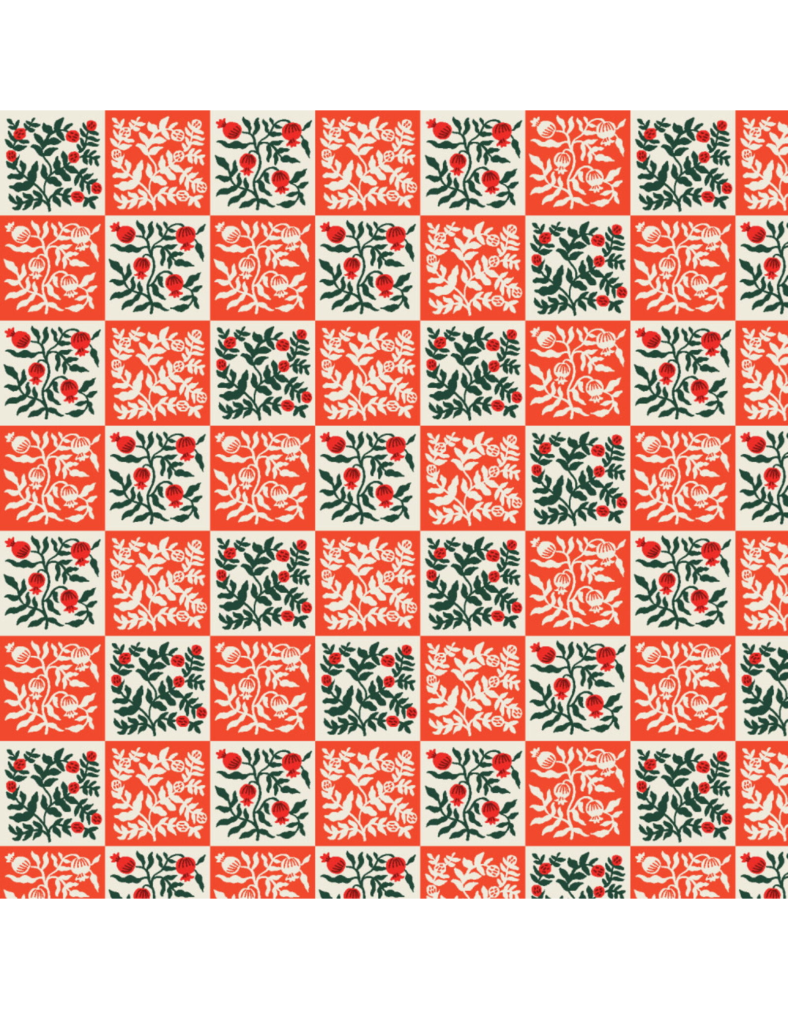 Rifle Paper Co. Holiday Classics III, Yuletide Floral in Red, Fabric Half-Yards