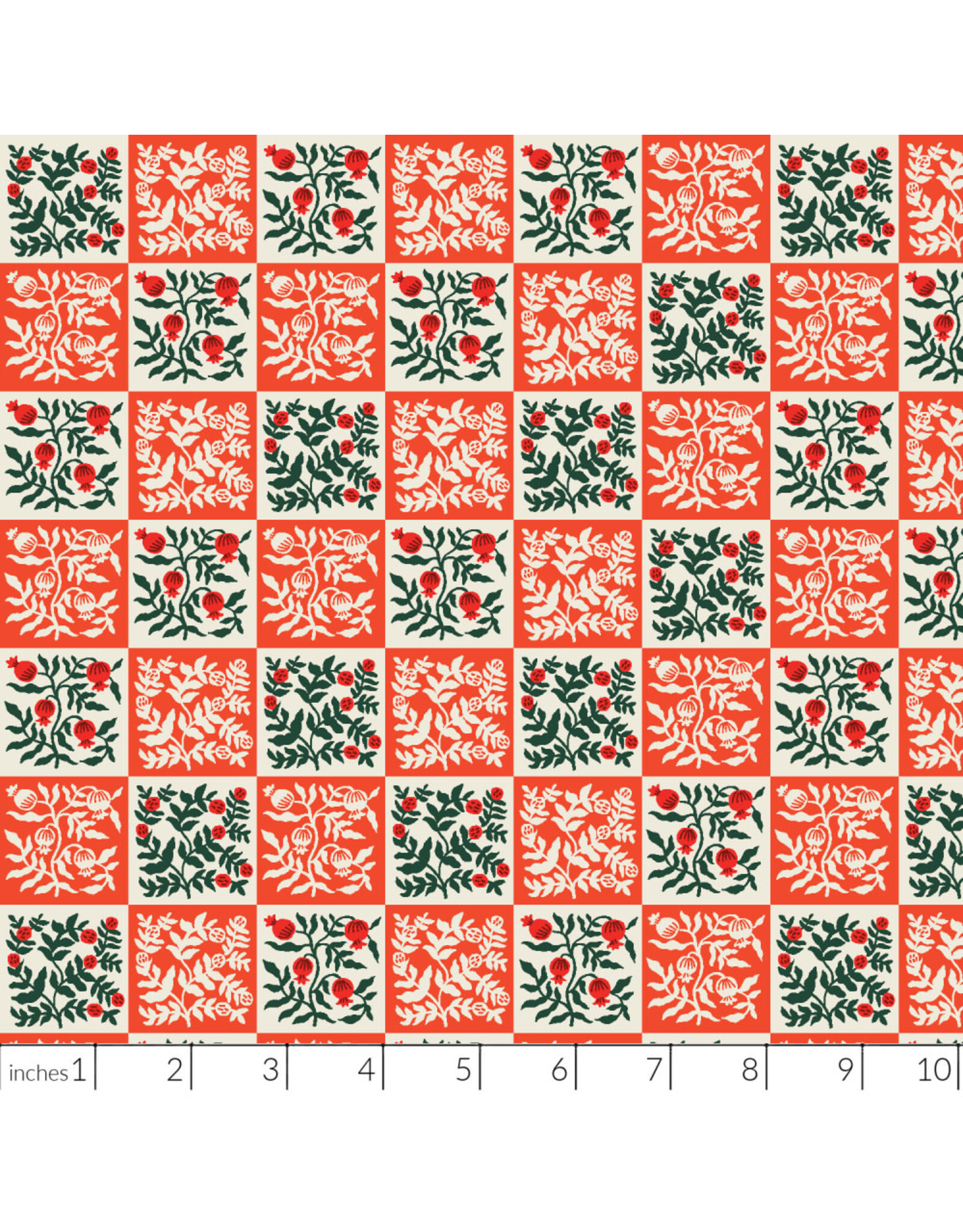 Rifle Paper Co. Holiday Classics III, Yuletide Floral in Red, Fabric Half-Yards