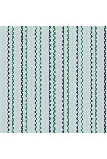 Rifle Paper Co. Basics, Ribbon Stripe in Mint with Metallic, Fabric Half-Yards