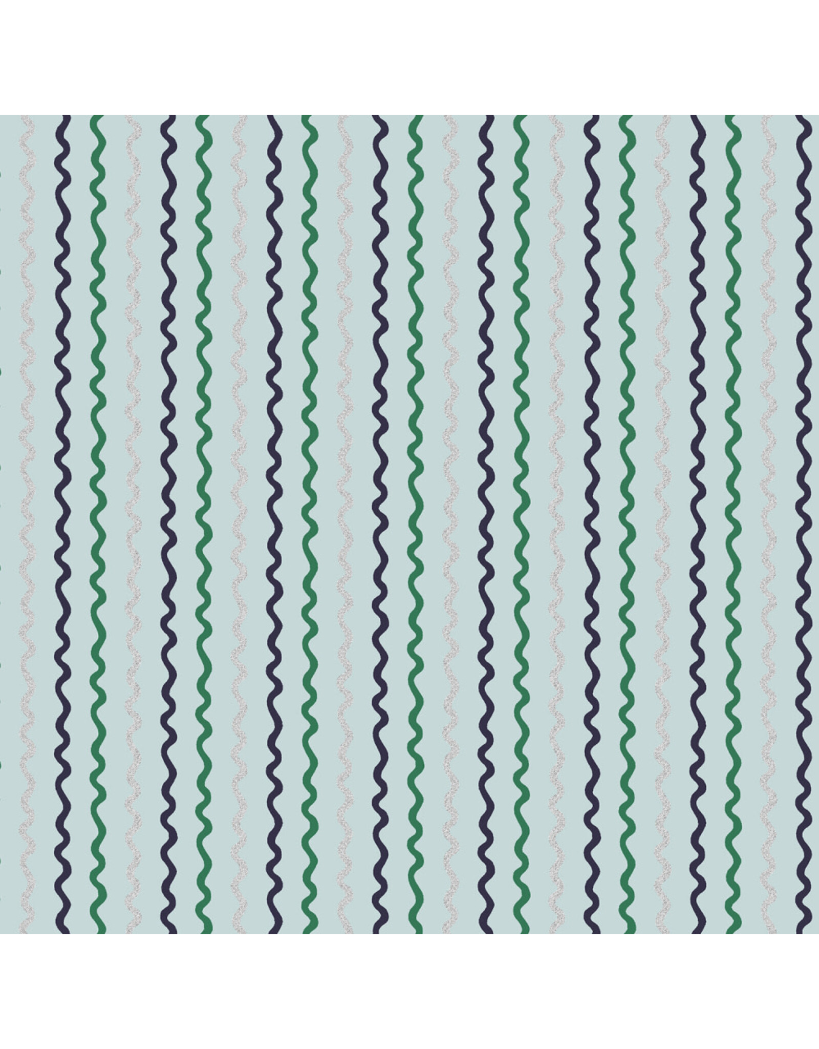 Rifle Paper Co. Basics, Ribbon Stripe in Mint with Metallic, Fabric Half-Yards
