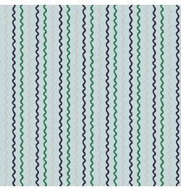 Rifle Paper Co. Basics, Ribbon Stripe in Mint with Metallic, Fabric Half-Yards