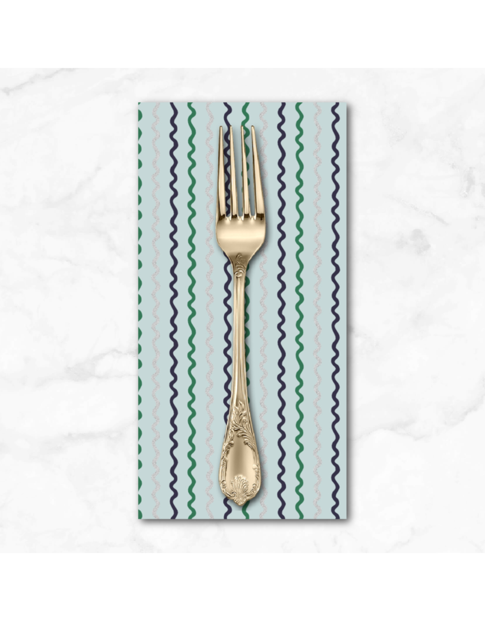 PD's Rifle Paper Co Collection Basics, Ribbon Stripe in Mint, Dinner Napkin