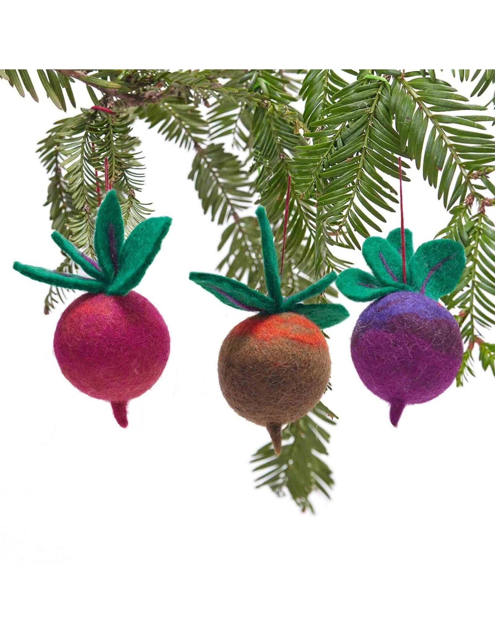 rockflowerpaper Felt Ornament, Beets, Set of 3