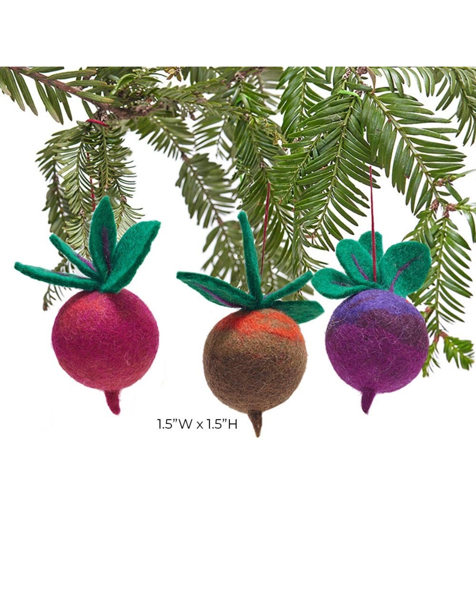 rockflowerpaper Felt Ornament, Beets, Set of 3