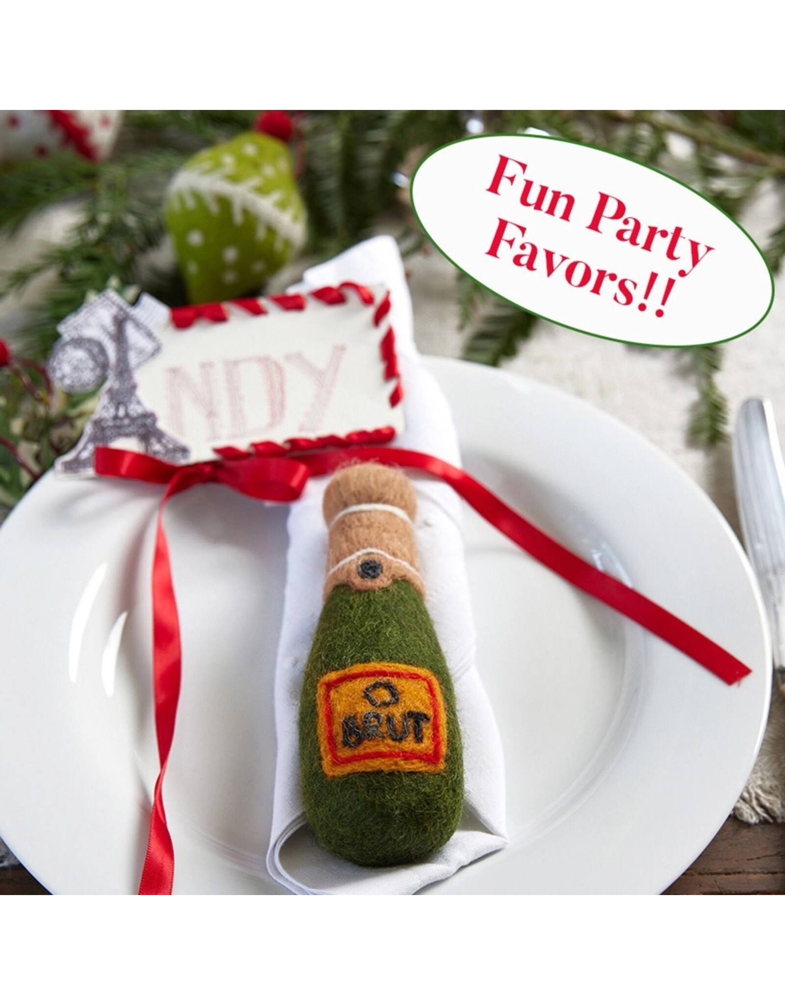 rockflowerpaper Felt Ornament, Brut Champagne