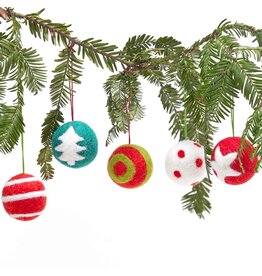 rockflowerpaper Felt Ornament, Christmas Balls, Set of 5