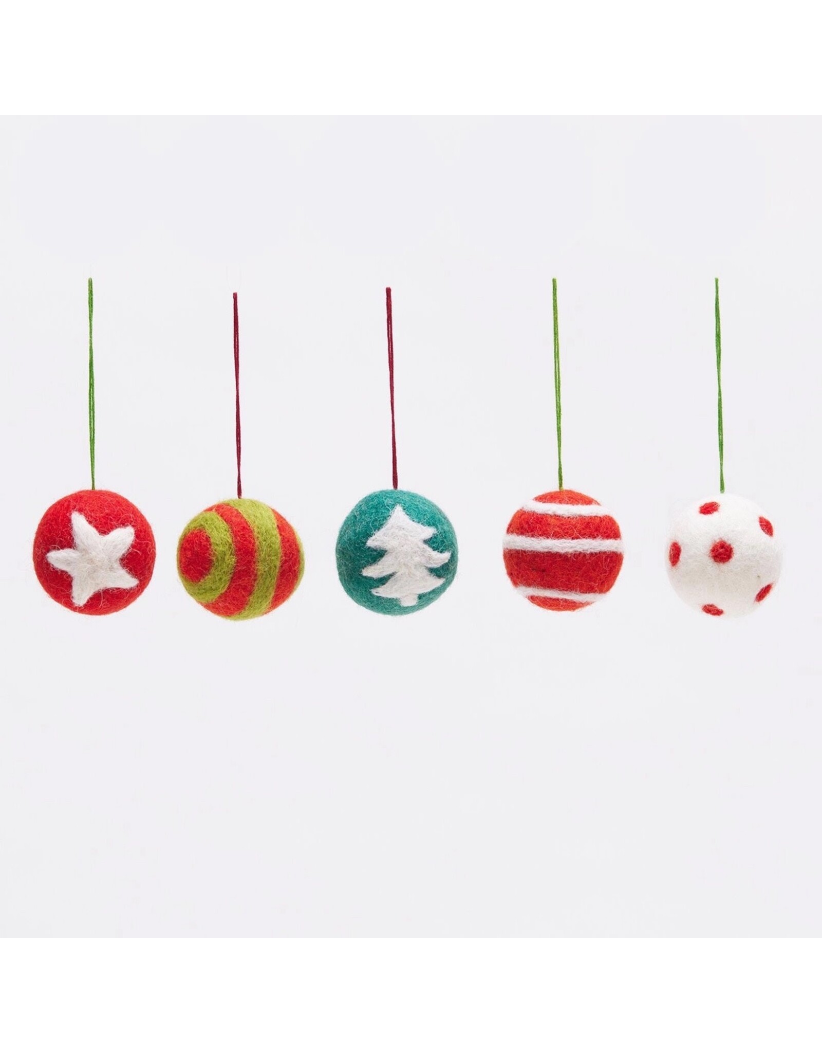 rockflowerpaper Felt Ornament, Christmas Balls, Set of 5