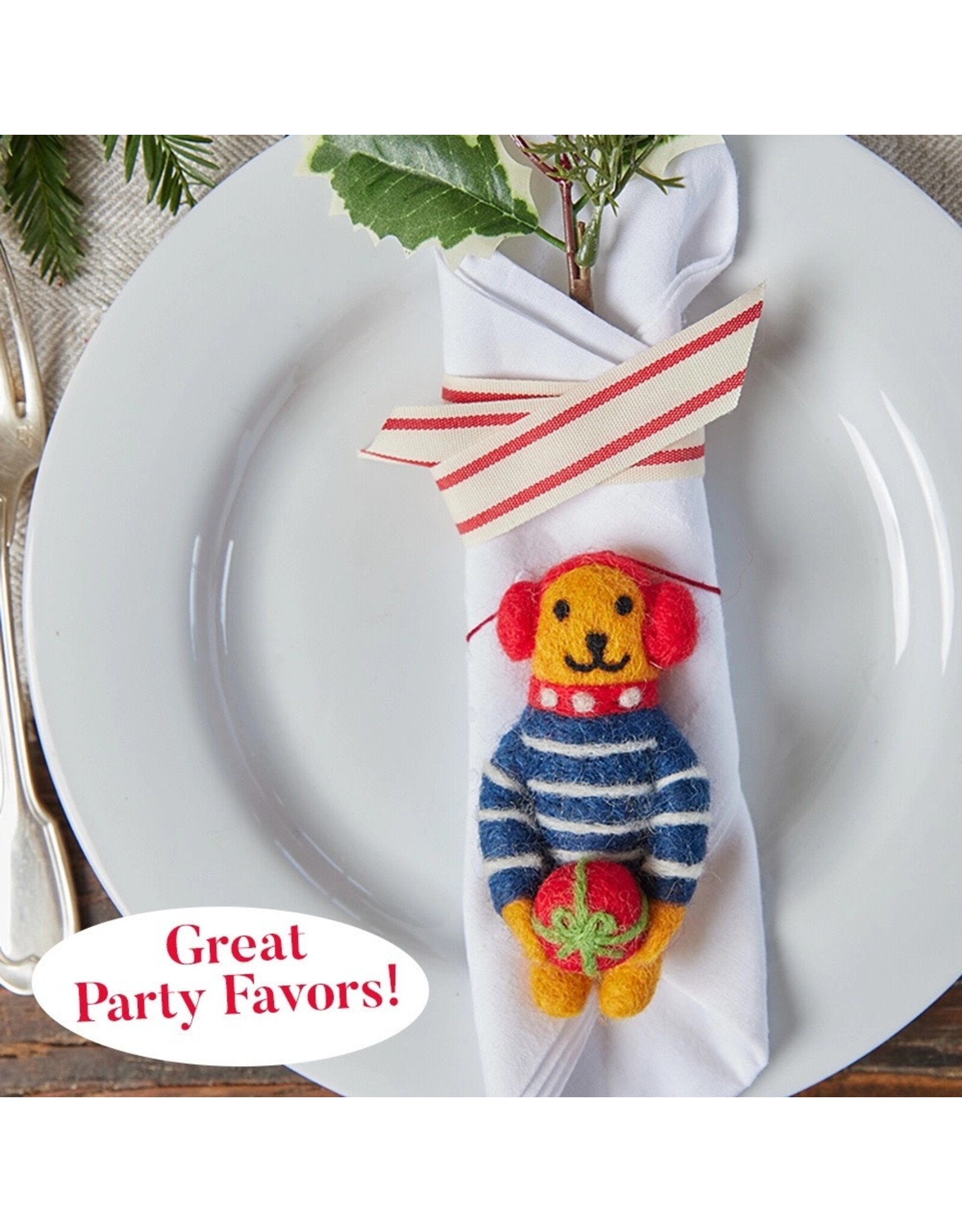 rockflowerpaper Felt Ornament, Gift Giving Bear