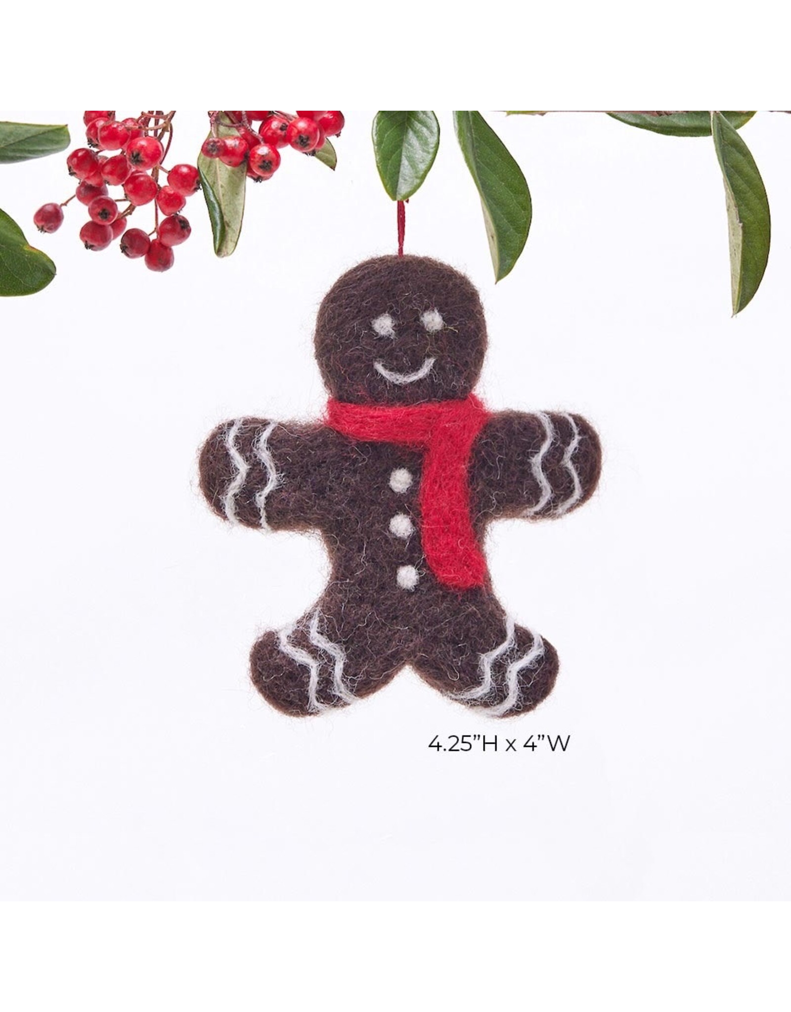 rockflowerpaper Felt Ornament, Gingerbread Man